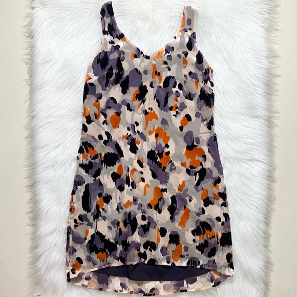 SOLD-Cabi Velvet Watercolor High-Low Slip Dress - Picture 7 of 13